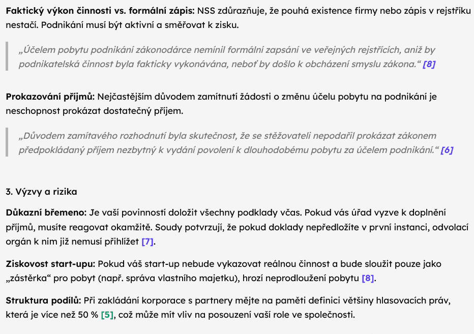 Odpověď s citacemi